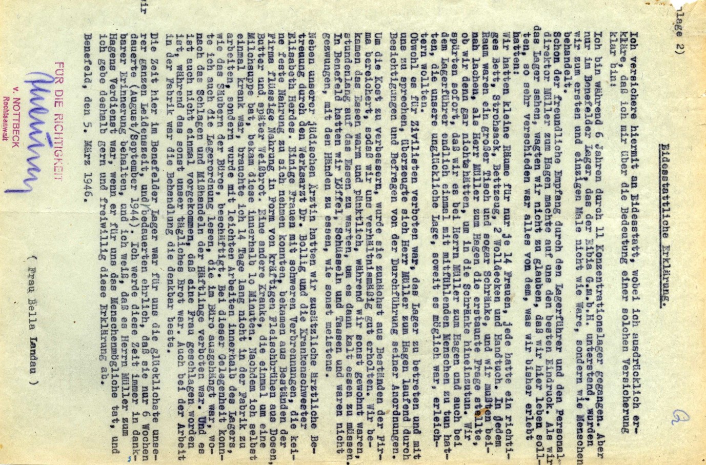 19460305 landau eidesstatt erklärung